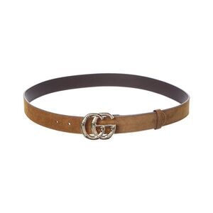 Gucci Gg Marmont Suede Belt, Brown